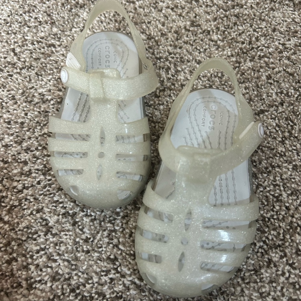 CROCS Kids Shimmer Sandals - Cream